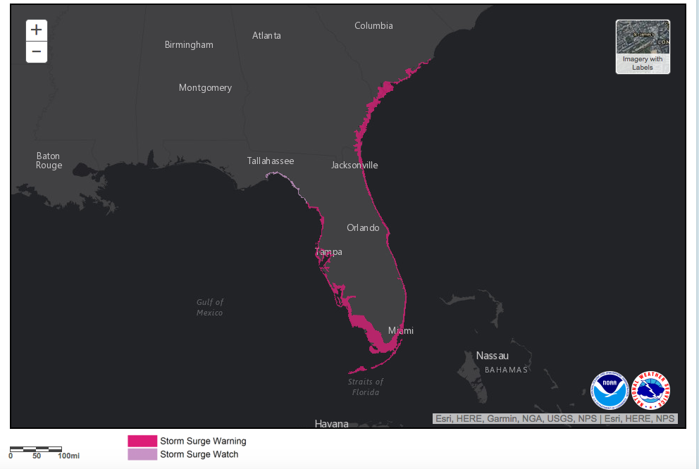 Map of storm surge likelihood in Florida