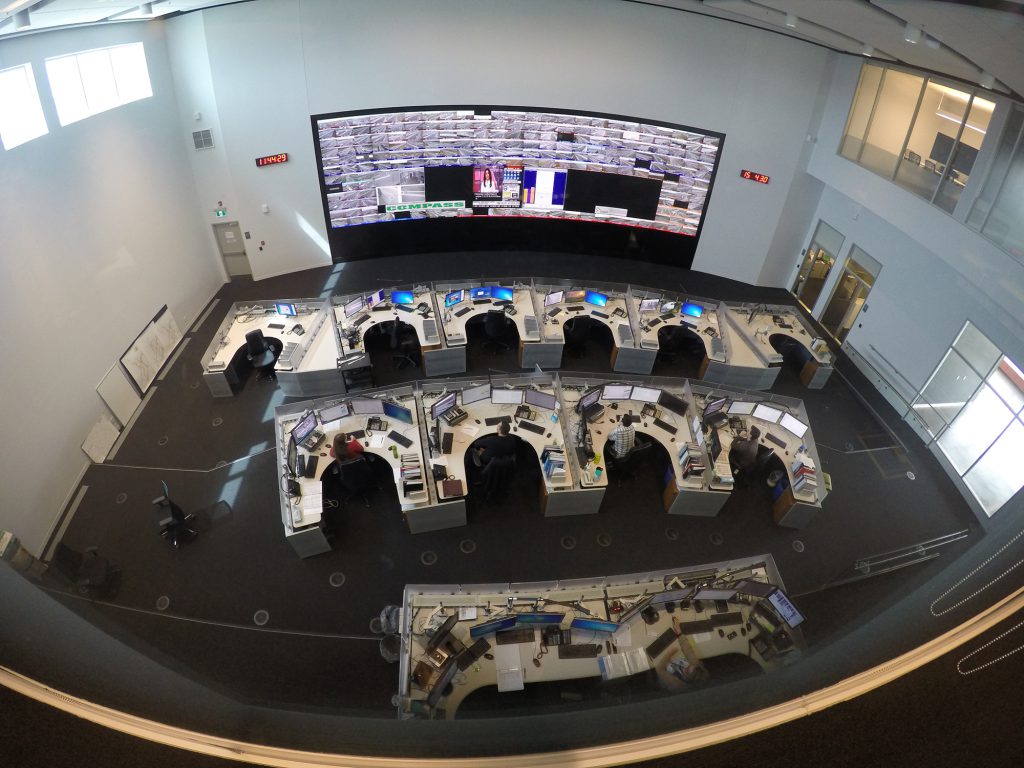Birds eye view of control room inside CRCTMC