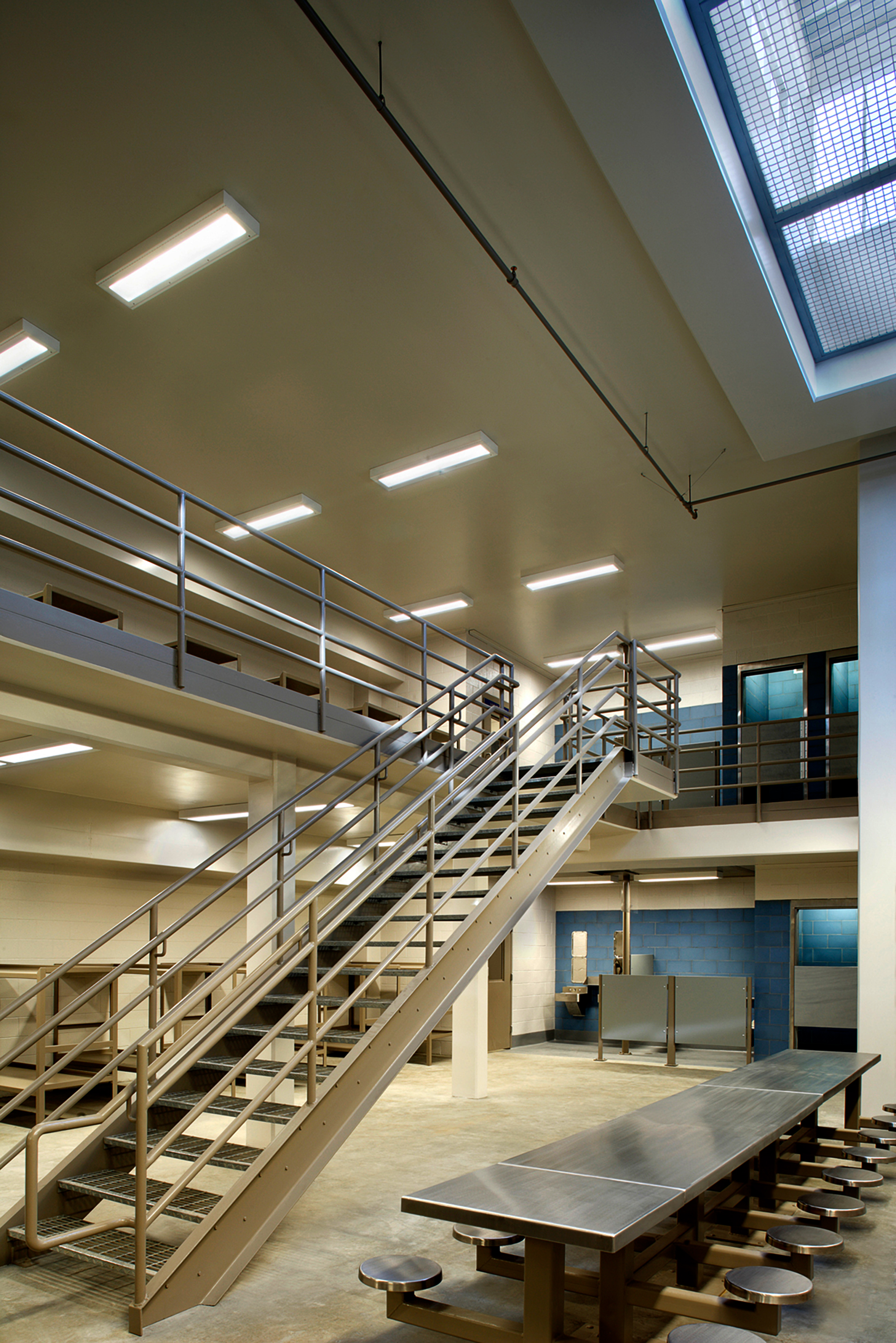 Staircase inside Metro Detention in Los Angeles