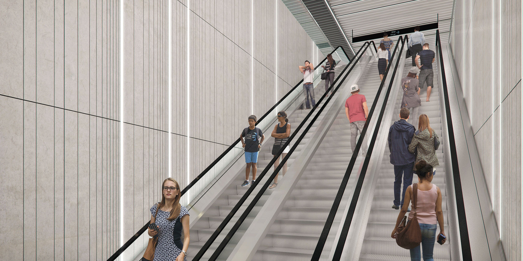 Rendering of escalator inside Red Line