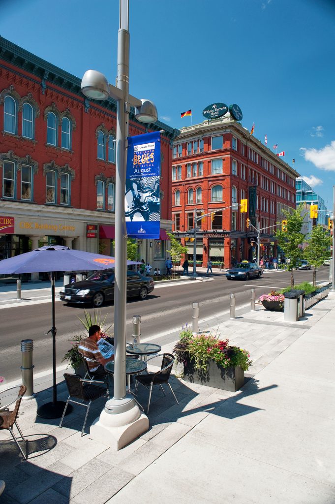 Reconstructed King street in Kitchener
