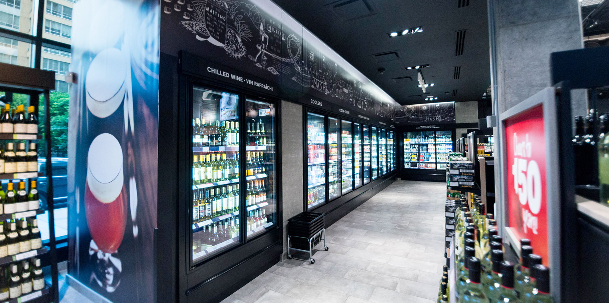 Interior of LCBO refrigerated drinks section
