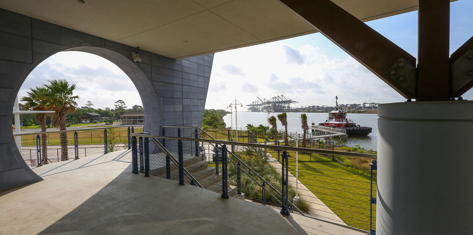 Balcony of Maritime Technology Training Center, looking at water
