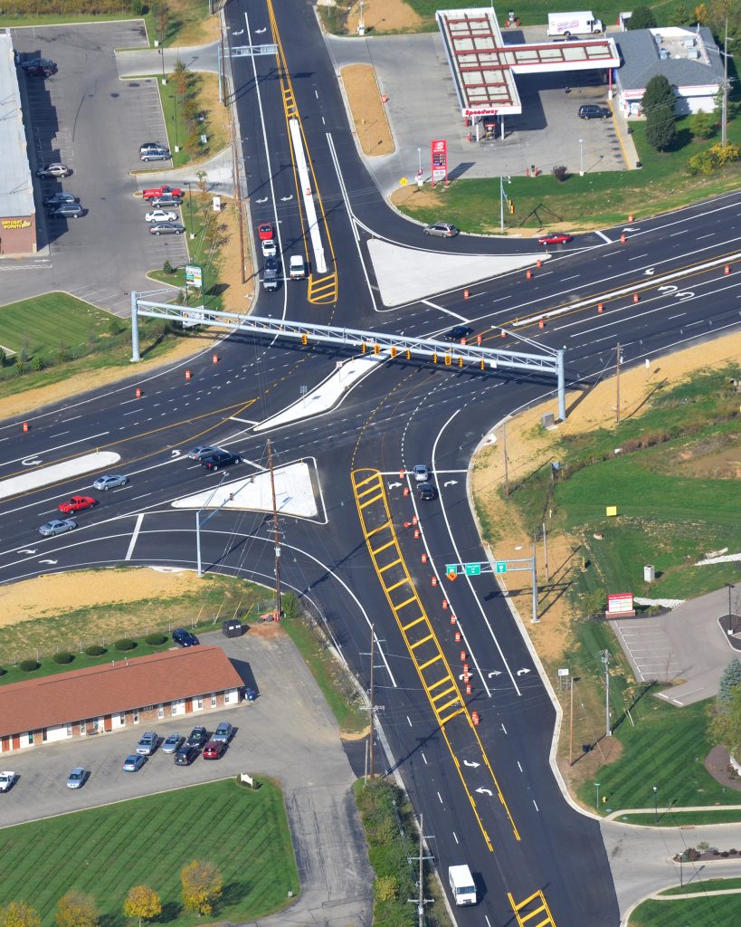 Birds eye view of State Route 4 in Ohio, engineering and design services were provided by IBI Group