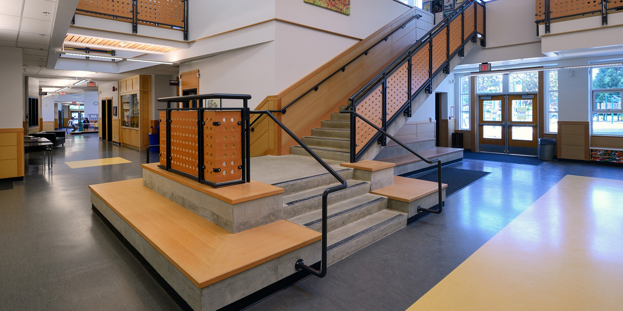 Staircase inside Lord Kitchener Elementary School in Vancouver