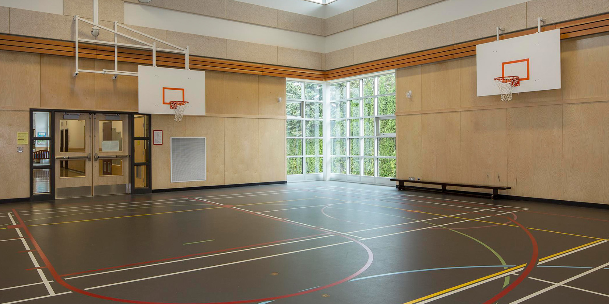 2 Basketball nets inside Queen Mary Elementary School