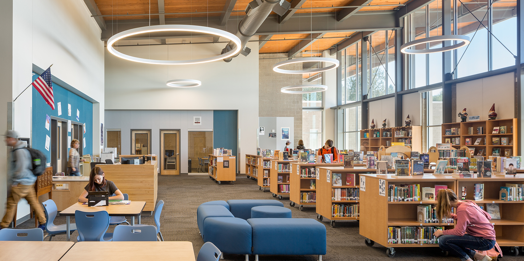 Children inside library at Hockinson Middle School
