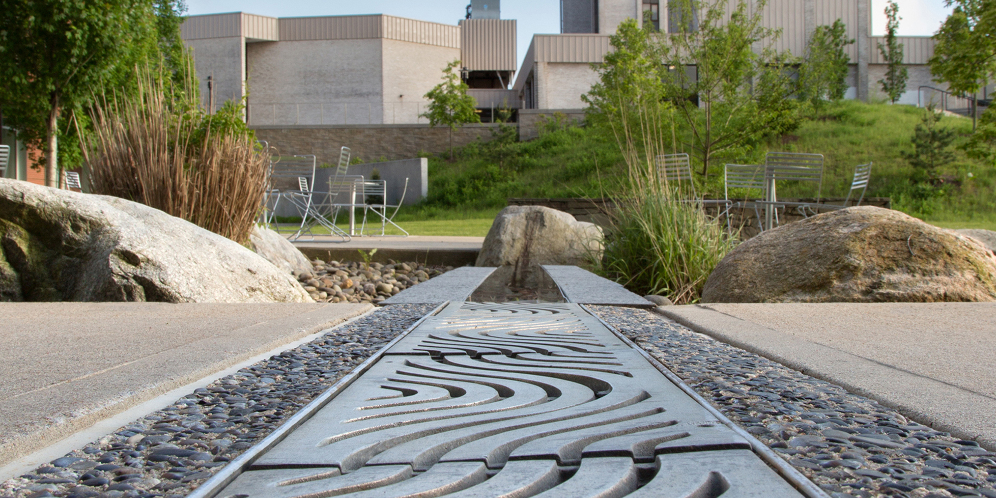 Stormwater feature at the University of Rhode Island (URI) Center for Biotechnology and Life Sciences (CBLS)