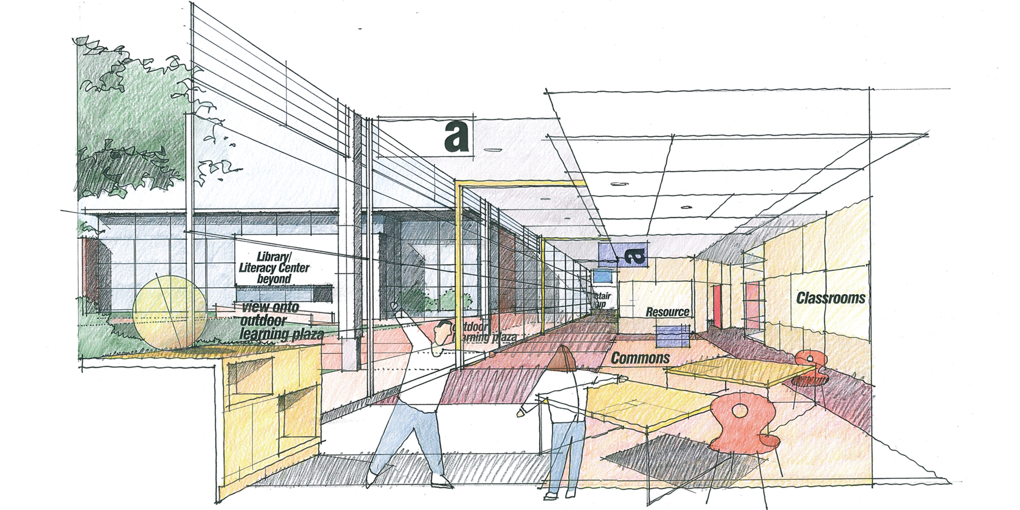 Drawing of Rosa Parks Elementary School. For full text please download our project PDF below