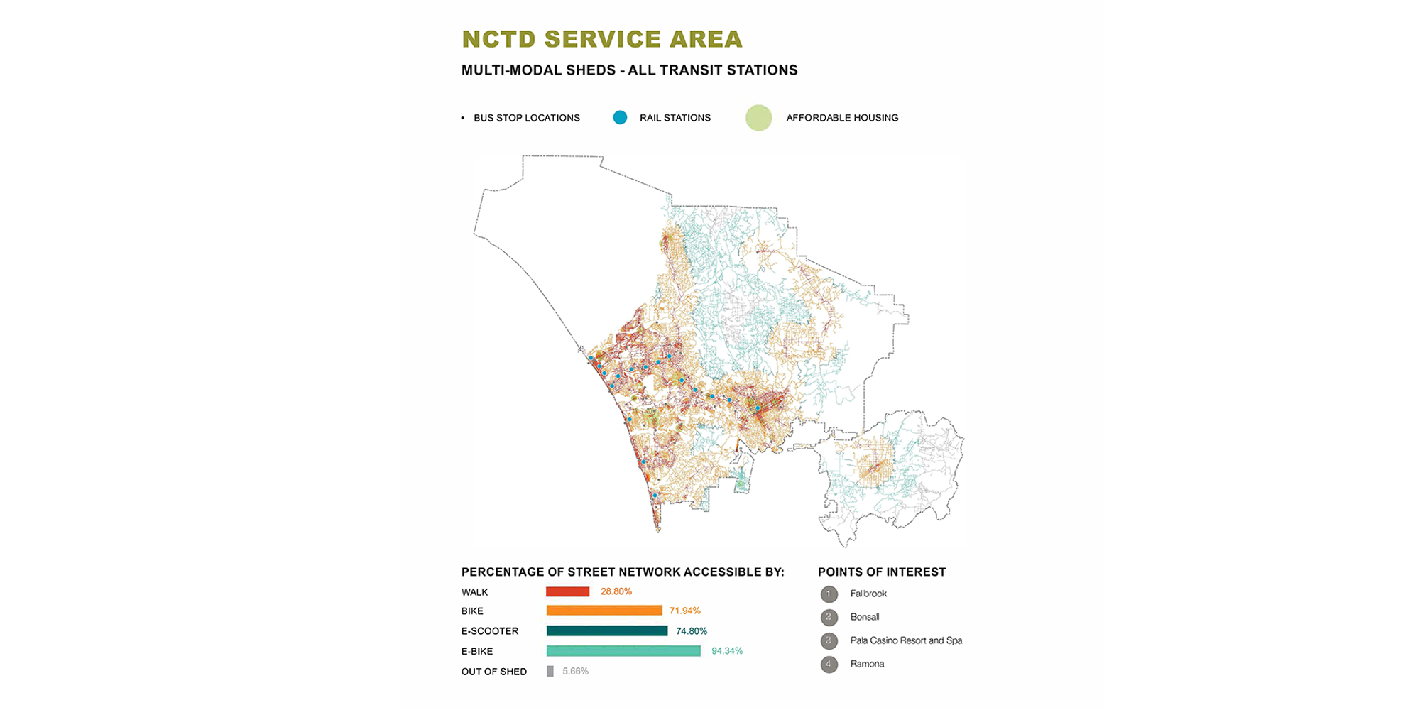 NCTD service area, inclouding multi-modal sheds and all transit stations. For full text, download project pdf below.